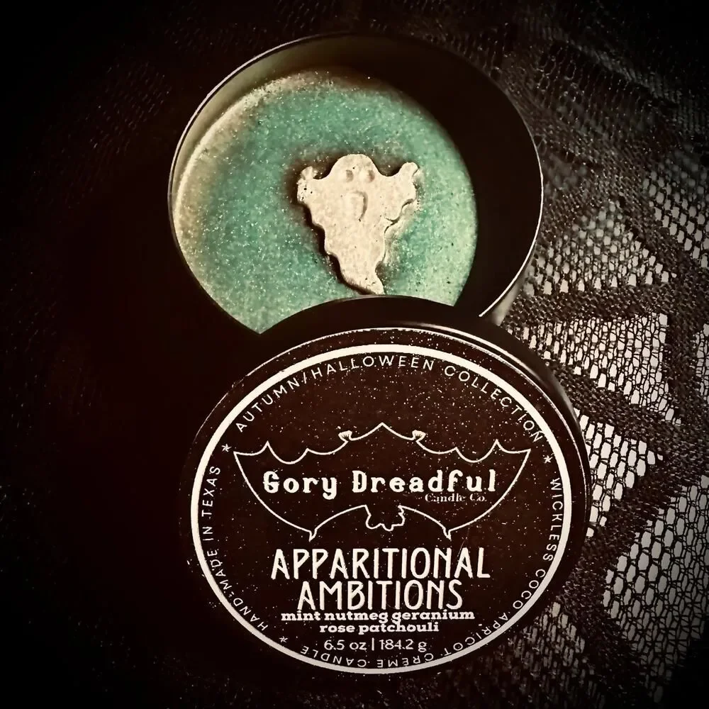 Apparitional Ambitions Wickless Candle: Mint Nutmeg Geranium Rose Patchouli